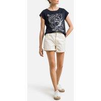 Printed Cotton T-Shirt with Short Sleeves