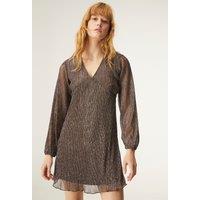 Glittery V-Neck Mini Dress