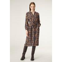 Animal Print Midi Dress with Tie-Waist