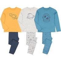 Pack of 3 Pyjamas in Cotton with Space Print