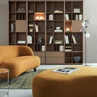 Mikube Walnut Bookcase with Leather Door