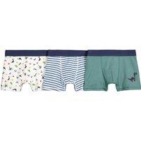 Pack of 3 Boxers in Cotton, Dinosaur/Striped Print