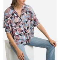 Graphic Patchwork Print Shirt with Short Sleeves