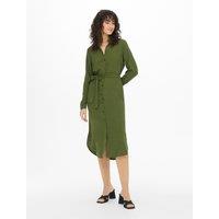 Midi Shirt Dress with Tie-Waist