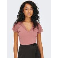 V-Neck T-Shirt with Lace Sleeves