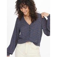 Printed Short Blouse with Balloon Sleeves