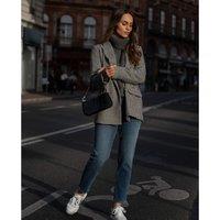 Houndstooth Check Buttoned Blazer