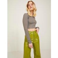 Cotton Cropped T-Shirt with Long Sleeves