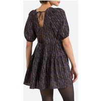 Open Back Mini Dress with Puff Sleeves