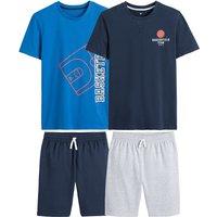 Pack of 2 Short Pyjamas in Cotton with Basketball Print