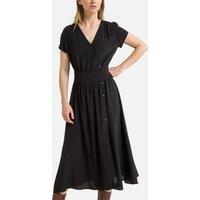 Buttoned Midi Dress with Short Sleeves
