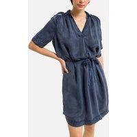 Tie-Waist Mini Dress with Short Sleeves