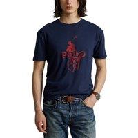Big Polo Player T-Shirt with Logo Print and Crew Neck in Cotton
