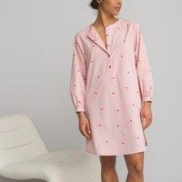 Printed Cotton Mix Nightshirt with Grandad Collar