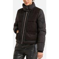 Short Zipped Padded Jacket in Dual Fabric