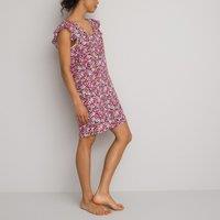 Floral Print Nightdress with Ruffled Cap Sleeves