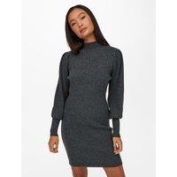 Turtleneck Jumper Dress with Balloon Sleeves