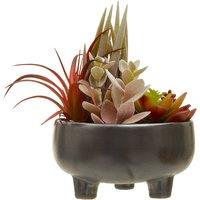 24cm Artificial Fiori Mixed Succulent in Grey Ceramic Pot