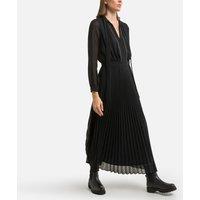Pleated Maxi Dress with Long Sleeves