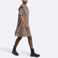 Leopard Print Mini Dress with Short Ruffled Sleeves