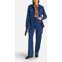 Cotton Corduroy Trousers with High Waist and Wide Leg