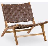 Amanda Teak and Leather Lounge Chair