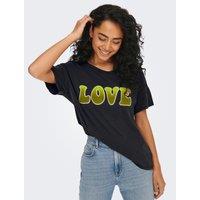 Slogan Print Cotton T-Shirt with Short Sleeves