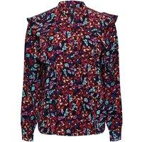 Floral Print Blouse with Mandarin Collar and Long Sleeves