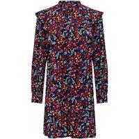 Floral Print Mini Dress with Mandarin Collar and Long Sleeves