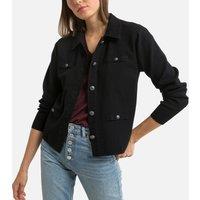 Cropped Buttoned Jacket in Straight Fit