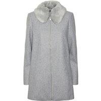 Straight Coat with Faux Fur Collar