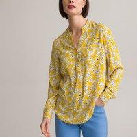 Floral Grandad Collar Blouse