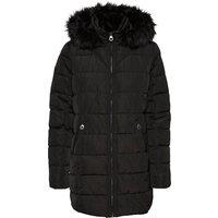 Long Hooded Padded Jacket with Faux Fur Trim