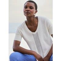 Cotton Fine Knit Jumper with V-Neck