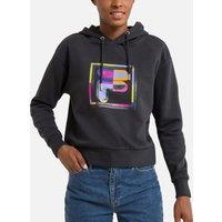 Brissago Short Hoodie with Logo Print in Cotton Mix