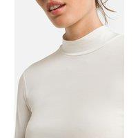 Tarsia Cotton Short T-Shirt with High Neck and Long Sleeves