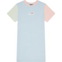 Colour Block Cotton Dress with Short Sleeves