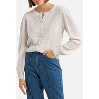 Fine Knit Cardigan with Crew Neck