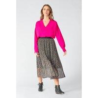 Pleated Midi Skirt in Animal Print