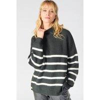 Striped Loose Fit Jumper with High Neck