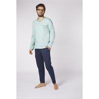 Glac Printed Cotton Pyjamas with V-Neck and Long Sleeves