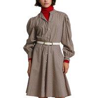 Checked Cotton Shirt Dress with Puff Sleeves