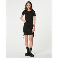 Cotton Ribbed Ruched Dress