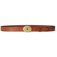 Leather Belt with Gold-Tone Buckle
