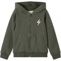 Zip-Up Hoodie with Lightning Print in Cotton Mix
