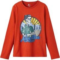 Printed Cotton T-Shirt with Long Sleeves