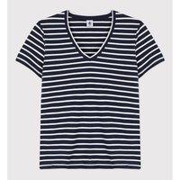 Classic Striped Cotton T-Shirt with V-Neck