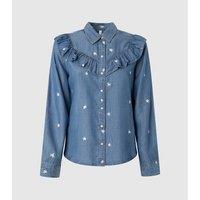 Denim Ruffled Blouse