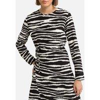 Zebra Print Midaxi Dress with Long Sleeves