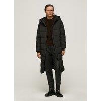 Long Hooded Padded Jacket with Oversized High Neck
